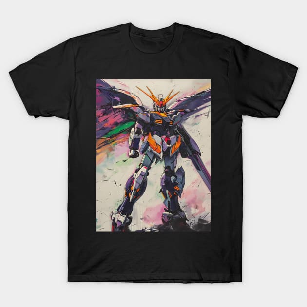 Winged Warriors: Gundam Wing, Mecha Epic, and Anime-Manga Legacy Unleashed T-Shirt by insaneLEDP